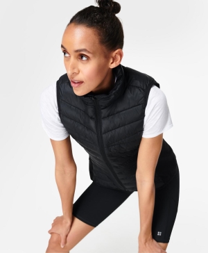 Sweaty Betty Accelerate Lauf Weste Damen Schwarz | EYVOC5378