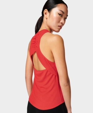 Sweaty Betty Adrift Ruched Muskelshirt Damen Rot | WBTVP9105