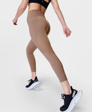 Sweaty Betty Aerial Power High Taille 7/8 Mesh Leggings Damen Schwarz Braun | XYWLK8257