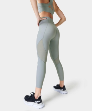 Sweaty Betty Aerial Power High Taille 7/8 Mesh Leggings Damen Blau | YORGJ8431