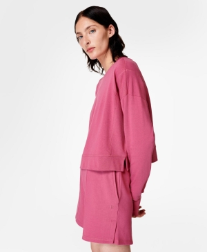 Sweaty Betty After Class Crop Sweatshirt Damen Rosa | BKYOF5149