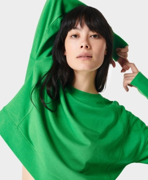 Sweaty Betty After Class Crop Sweatshirt Damen Grün | RUDLO9274