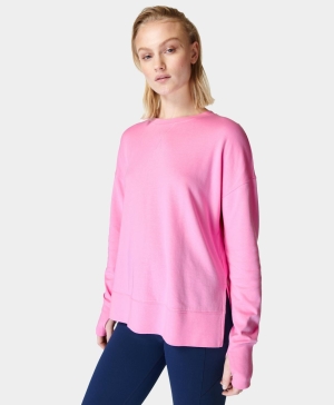 Sweaty Betty After Class Longline Sweatshirt Damen Rosa | HBXKR5410