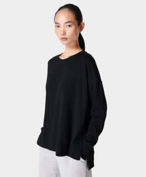 Sweaty Betty After Class Longline Sweatshirt Damen Schwarz | JBZGQ5730