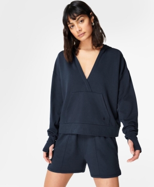 Sweaty Betty After Class Relaxed Hoodie Damen Navy Blau | SLUMP5197