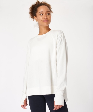 Sweaty Betty After Class Sweatshirt Damen Weiß | EODVT2156