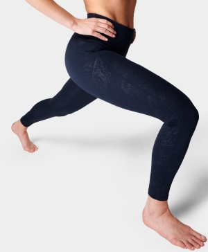 Sweaty Betty All Day Embossed Leggings Damen Blau | IMZJU4596
