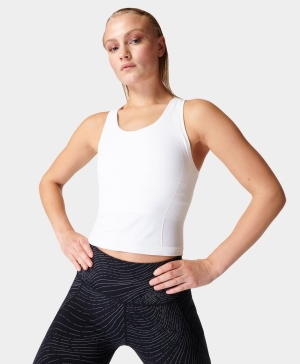 Sweaty Betty Athlete Crop Seamless Workout Muskelshirt Damen Weiß | OHFZR1942