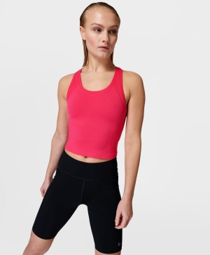 Sweaty Betty Athlete Crop Seamless Workout Muskelshirt Damen Rosa | SOWPF4186