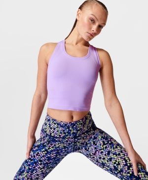 Sweaty Betty Athlete Crop Seamless Workout Muskelshirt Damen Lila | XTDAS2318
