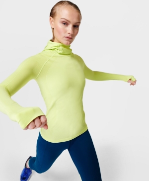 Sweaty Betty Athlete Mit Kapuze Long Sleeve Damen Grün | DNOIG8073