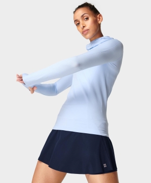 Sweaty Betty Athlete Mit Kapuze Long Sleeve Damen Türkis Blau | LENTD6048