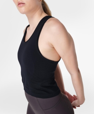 Sweaty Betty Athlete Seamless Cropped Workout Muskelshirt Damen Schwarz | ATFNQ4690