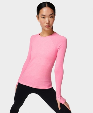Sweaty Betty Athlete Seamless Workout Long Sleeve Damen Rosa | VYLAO8341