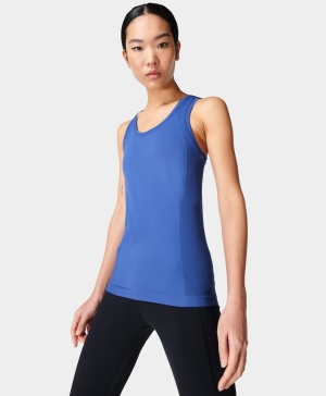 Sweaty Betty Athlete Seamless Workout Muskelshirt Damen Blau | XPKAN3418