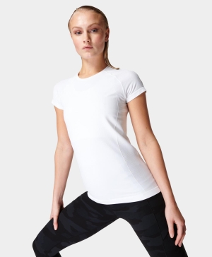 Sweaty Betty Athlete Seamless Workout T-shirts Damen Weiß | CQAYB9837