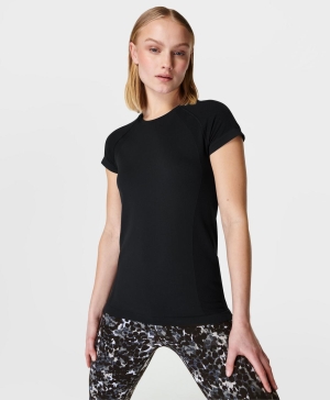 Sweaty Betty Athlete Seamless Workout T-shirts Damen Schwarz | FKVNQ2364