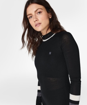 Sweaty Betty Betty Ski Merino Base Layer Oberteile Damen Schwarz | UZMWP7625