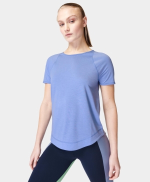 Sweaty Betty Breathe Easy Lauf Kurzes Sleeve T-shirts Damen Blau | IQWHX6403