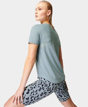 Sweaty Betty Breathe Easy Lauf Kurzes Sleeve T-shirts Damen Blau | JYCSM5874