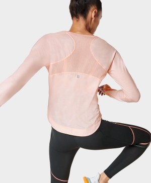 Sweaty Betty Breathe Easy Long Sleeve Damen Rosa | JYDEN4861