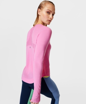 Sweaty Betty Breathe Easy Long Sleeve Damen Rosa | KBHLT6370