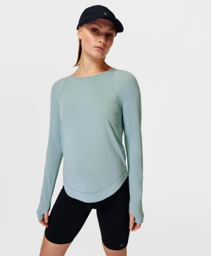 Sweaty Betty Breathe Easy Long Sleeve Damen Blau | SXADY9613