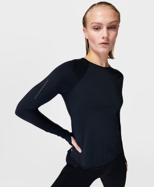 Sweaty Betty Distance Long Sleeve Damen Schwarz | RSMNI5736
