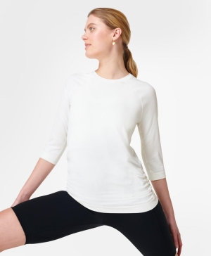 Sweaty Betty Dynamic Seamless Yoga T-shirts Damen Weiß | JMVRG8214