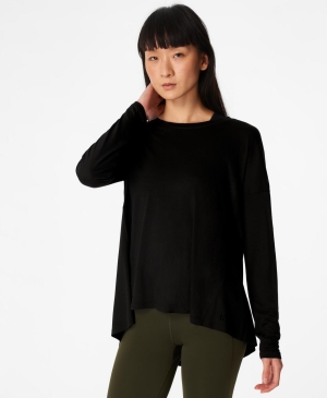 Sweaty Betty Easy Peazy Long Sleeve Damen Schwarz | LUNDY6839
