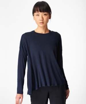 Sweaty Betty Easy Peazy Long Sleeve Damen Navy Blau | RKHGC5762