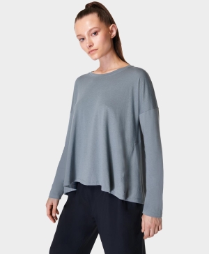 Sweaty Betty Easy Peazy Pima Long Sleeve Damen Grau Blau | SPHCL2348