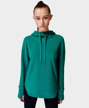Sweaty Betty Escape Italian Fleece Hoodie Damen Grün | FWGHP6398