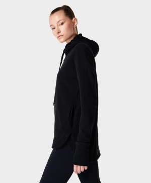 Sweaty Betty Escape Italian Fleece Hoodie Damen Schwarz | GVFQI6928