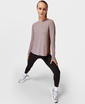 Sweaty Betty Focus Sport Long Sleeve Damen Schwarz Braun | LBIRE6937