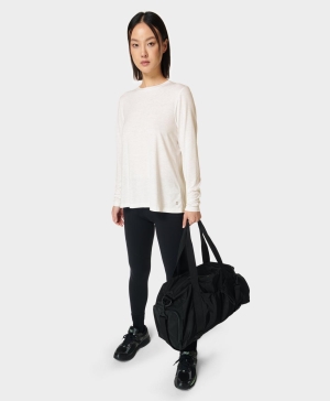 Sweaty Betty Focus Sport Long Sleeve Damen Weiß | XTZAF9231