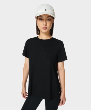 Sweaty Betty Focus Sport T-shirts Damen Schwarz | PFJZR4503