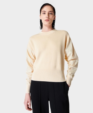 Sweaty Betty Fusion Crew Neck Pullover Oberteile Damen Weiß | JTRNF0982