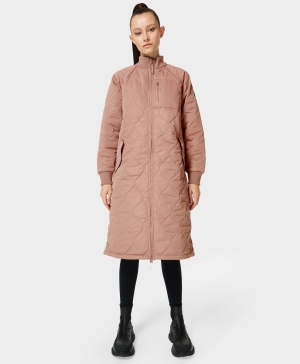 Sweaty Betty Gesteppt Longline Mäntel Damen Rosa | IZBMF3916