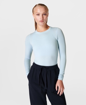 Sweaty Betty Glisten Seamless Long Sleeve Damen Blau | OXNWP0975