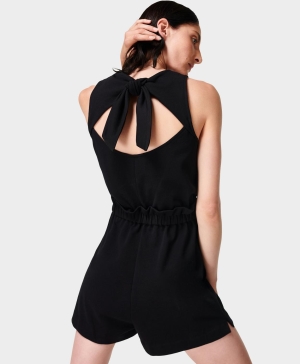 Sweaty Betty Harlow Tie Back Romper Overall Damen Schwarz | DCXLN7136