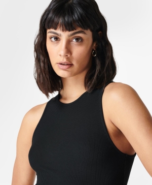Sweaty Betty Harper Racer Rib Muskelshirt Damen Schwarz | BIYWG7213