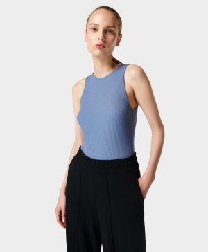 Sweaty Betty Harper Racer Rib Muskelshirt Damen Blau | IFCSA0512
