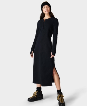 Sweaty Betty Henley Midi Kleider Damen Schwarz | RIJPH2084