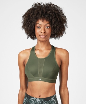 Sweaty Betty High Intensity Sports BHs Damen Olivgrün Grün | IWOAB4213