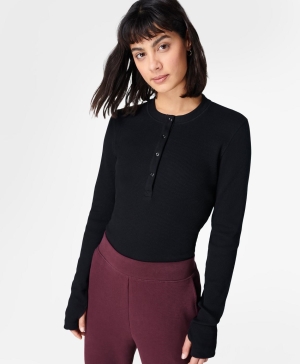 Sweaty Betty Laid Back Long Sleeve Damen Schwarz | OLKUJ1326