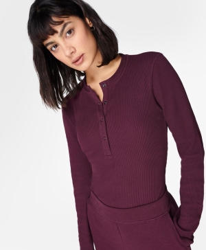 Sweaty Betty Laid Back Long Sleeve Damen Lila Rot | OVUMD1926