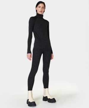 Sweaty Betty Leopard Jacquard Base Layer Leggings Damen Schwarz Leopard | XKFZB5739