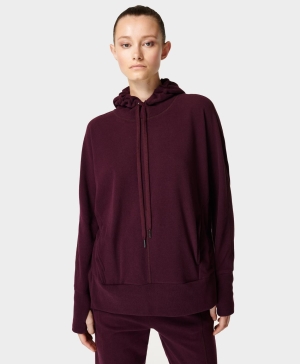 Sweaty Betty Liberate Luxe Fleece Hoodie Damen Lila Rot | GNEBF0643