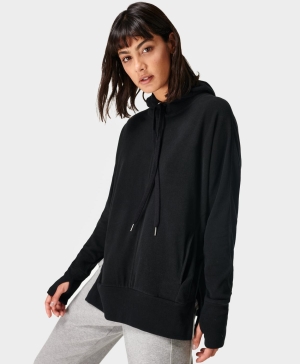 Sweaty Betty Liberate Luxe Fleece Hoodie Damen Schwarz | ILUTS4687